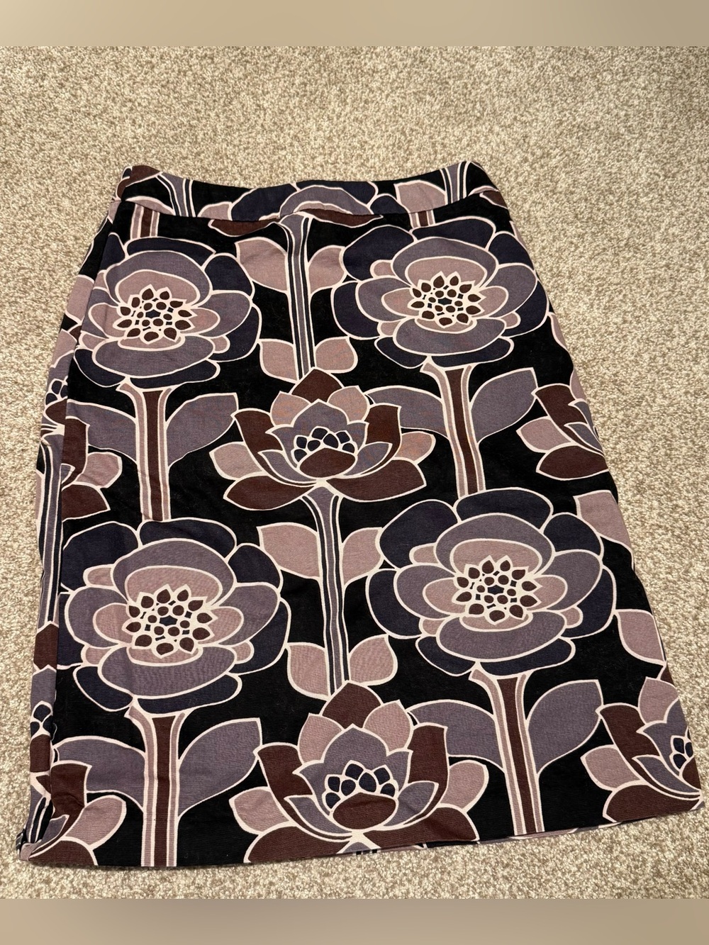 Boden Floral Pencil Skirt in Black, Brown and Tan
